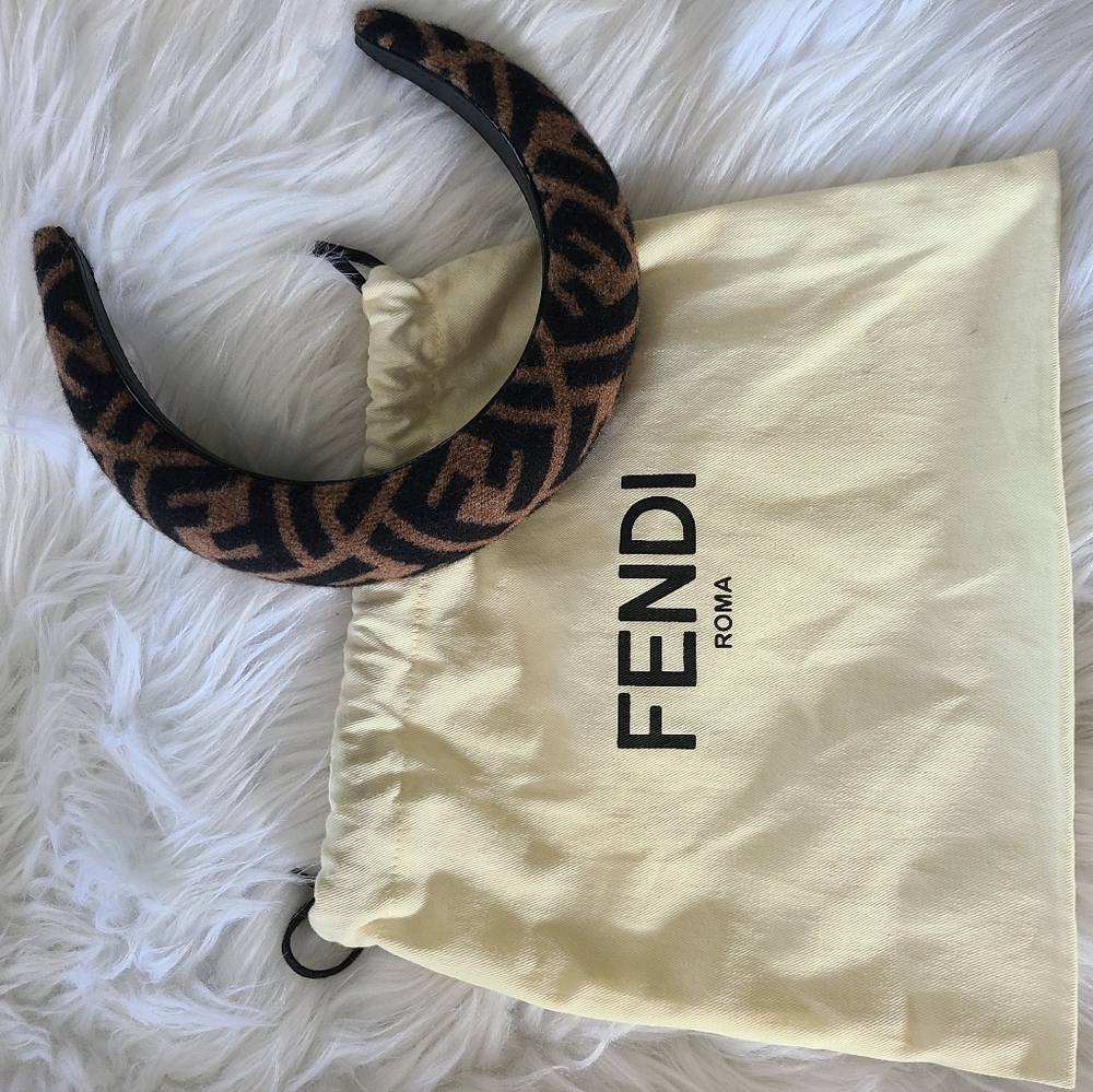 Fendi Headband in brown wool, cashmere and silk